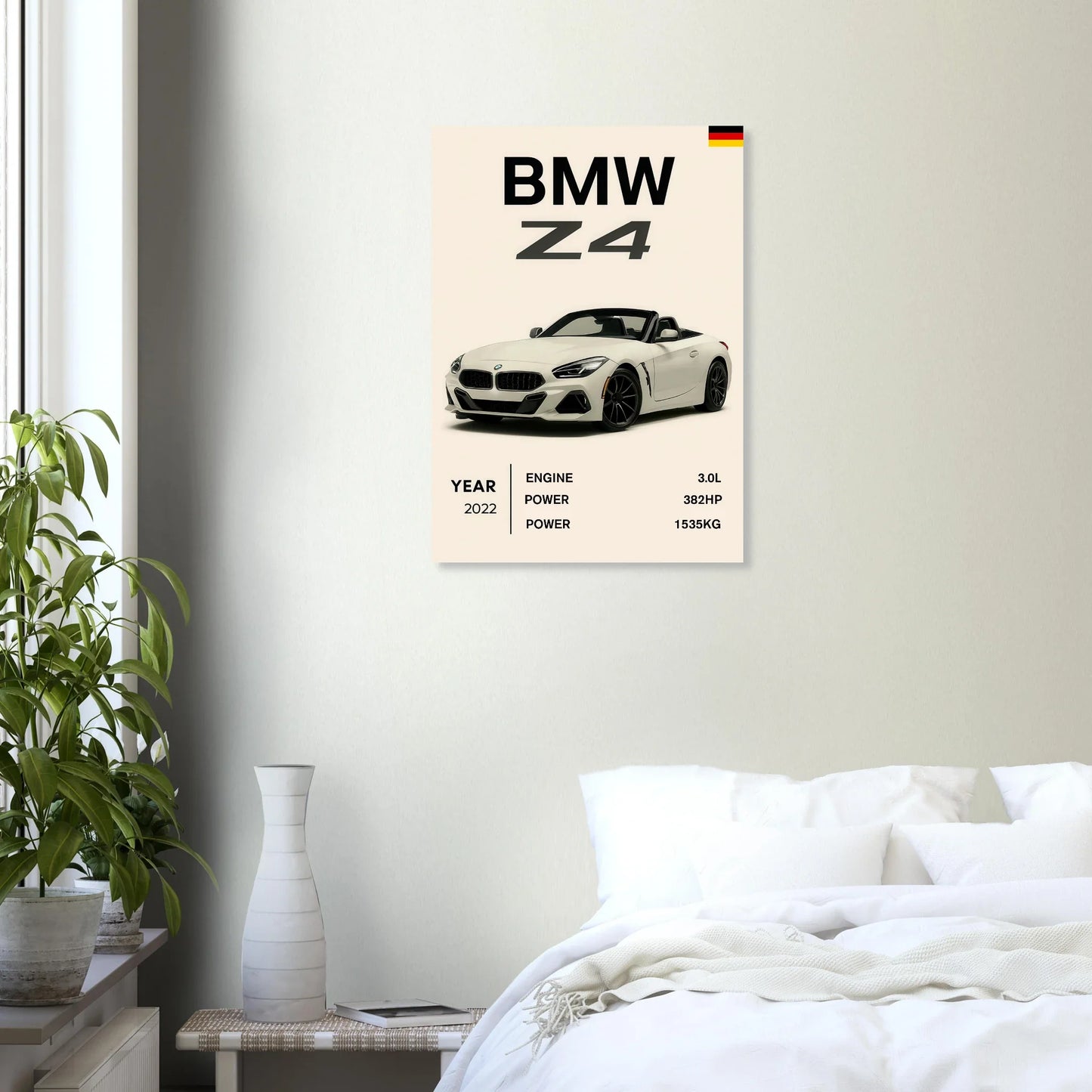 BMW Z4 2022 Sportbil Poster – Minimalistisk Design för Bilentusiasten