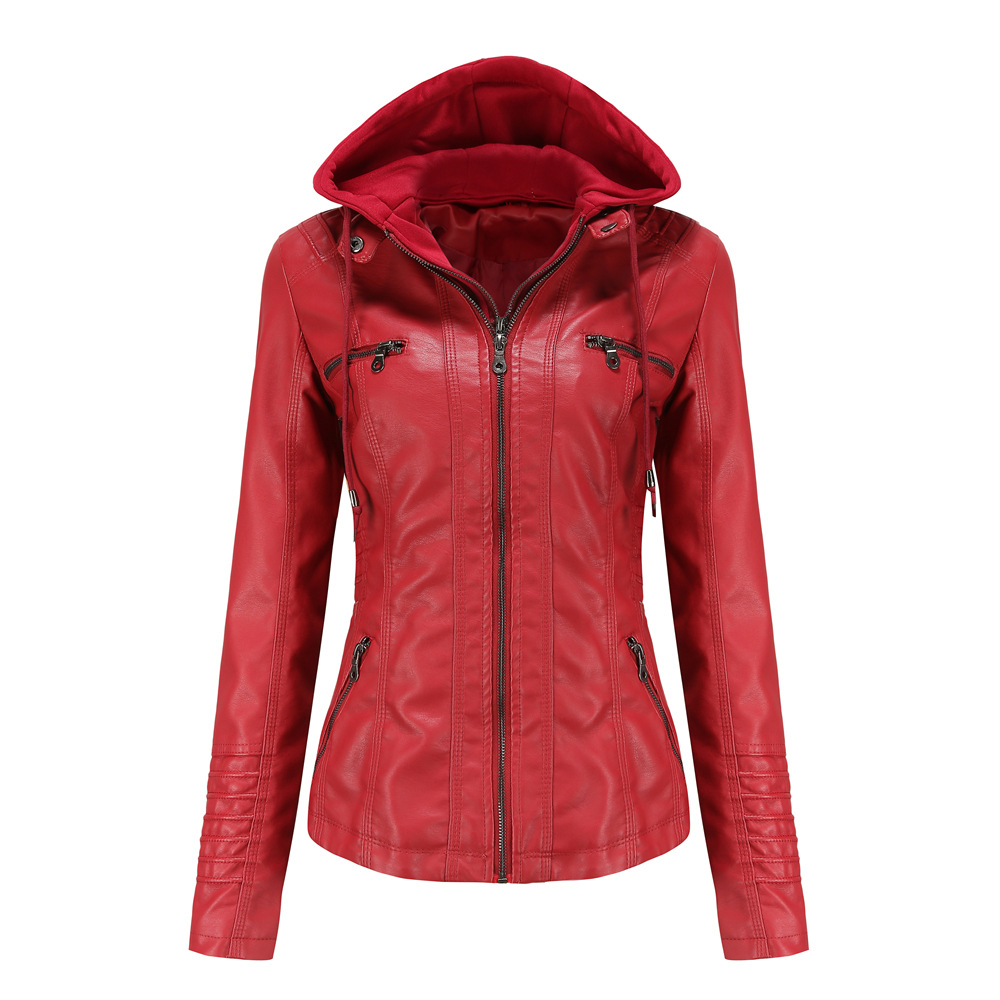 Hooded PU Leather Jacket