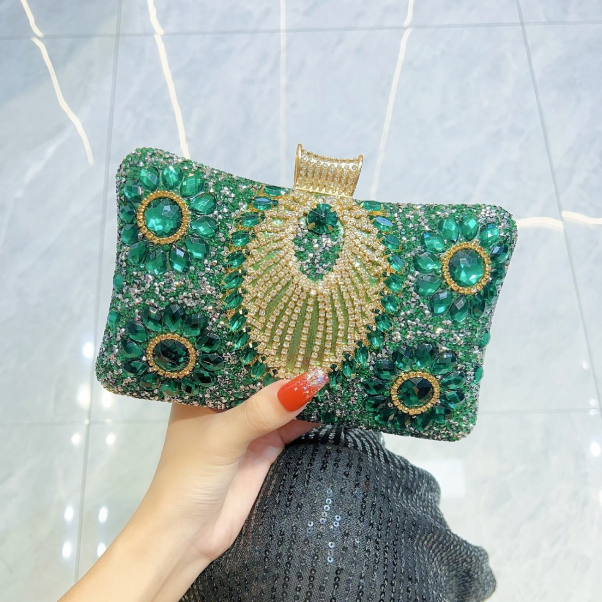 Floral Rhinestone Clutch