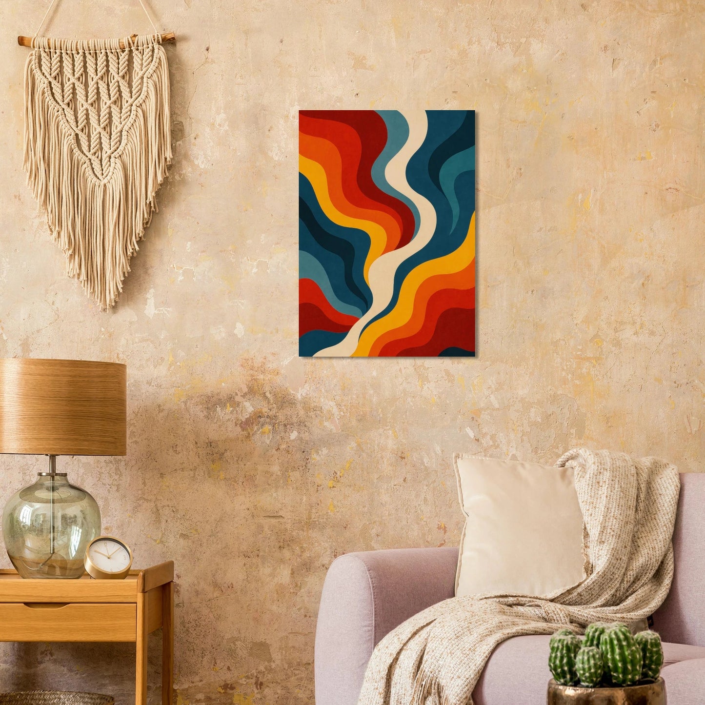 Retro Wave Abstract Art Poster – Vibrant 70s Flow Design in Your Choice of 29 Sizes
