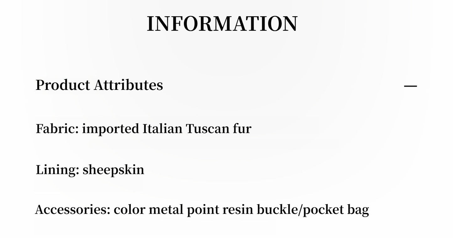 "Dream Walk" long lapel Tuscan wool sheepskin short fur coat for women