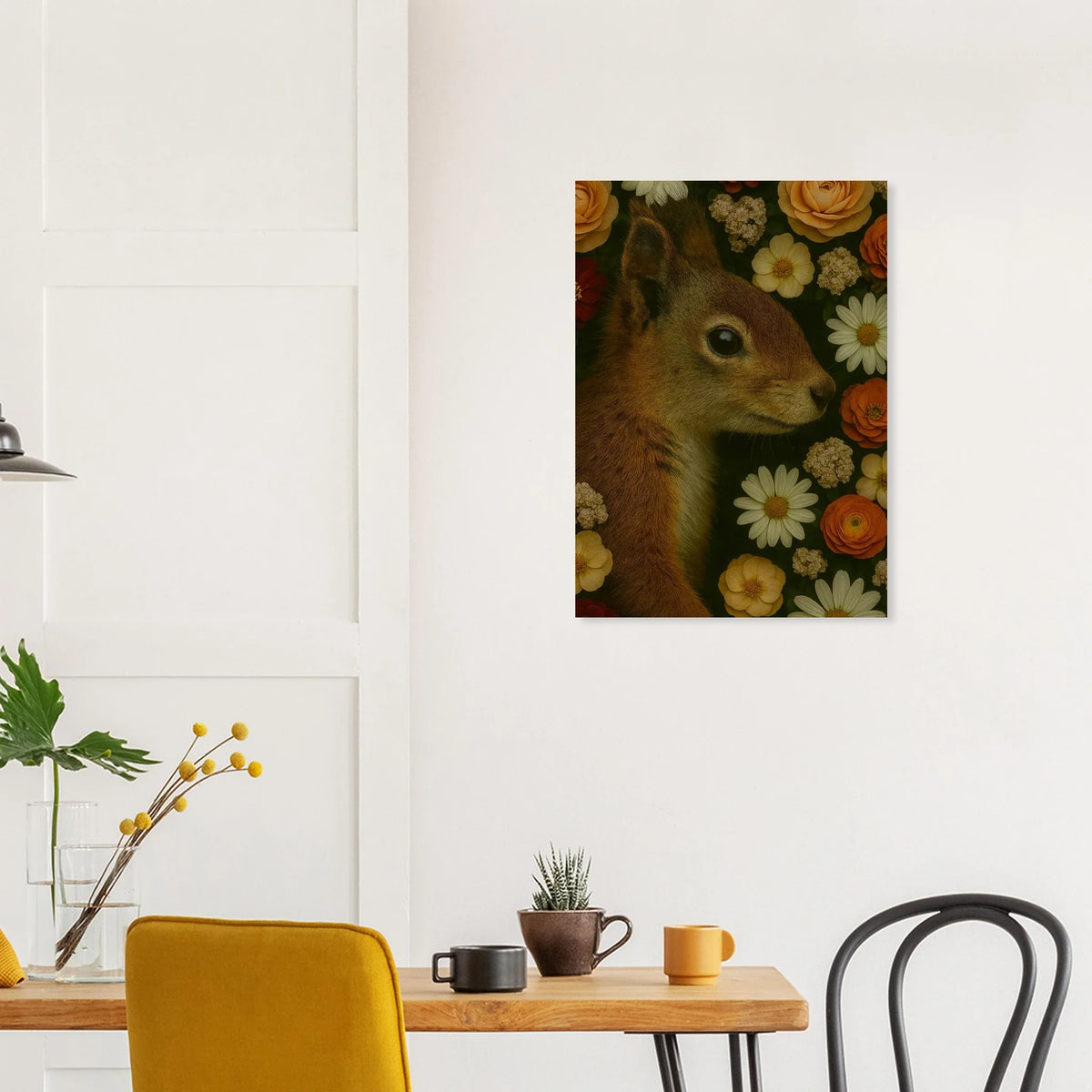 Djur: Blomsterprakt – Levande Djurporträtt Konsttryck på Premium Halvblankt Papper