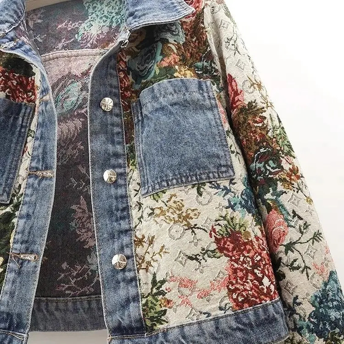 Floral Patchwork Denim Jacket