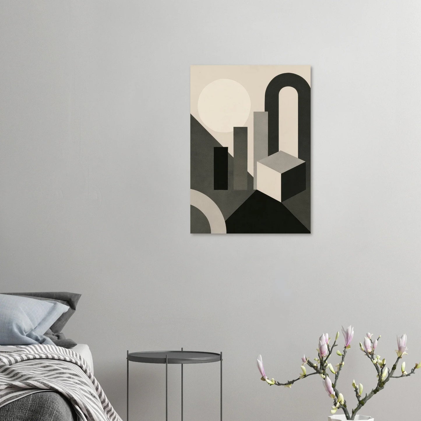 Abstract Geometric Poster - Modern Minimalist Wall Art in Monochrome Hues