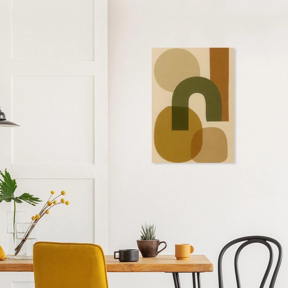 Abstrakt Minimalist Jordnära Geometrisk Konsttryck – Väggkonst i Varma Toner för Ett Lugnt Hem