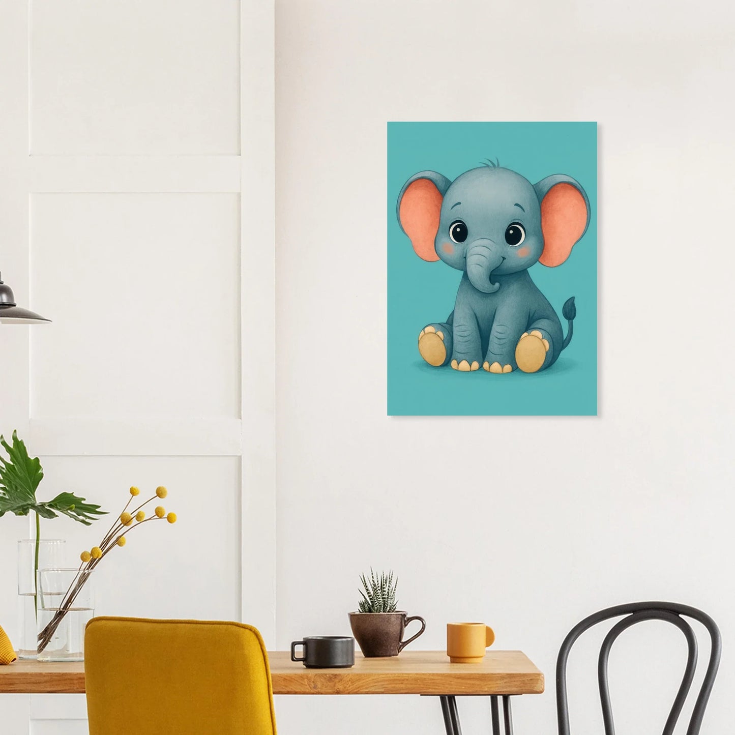 Söt Elefant Konsttryck - Charmig Djurdesign för Barnrummet, Tillgänglig i Flera Storlekar