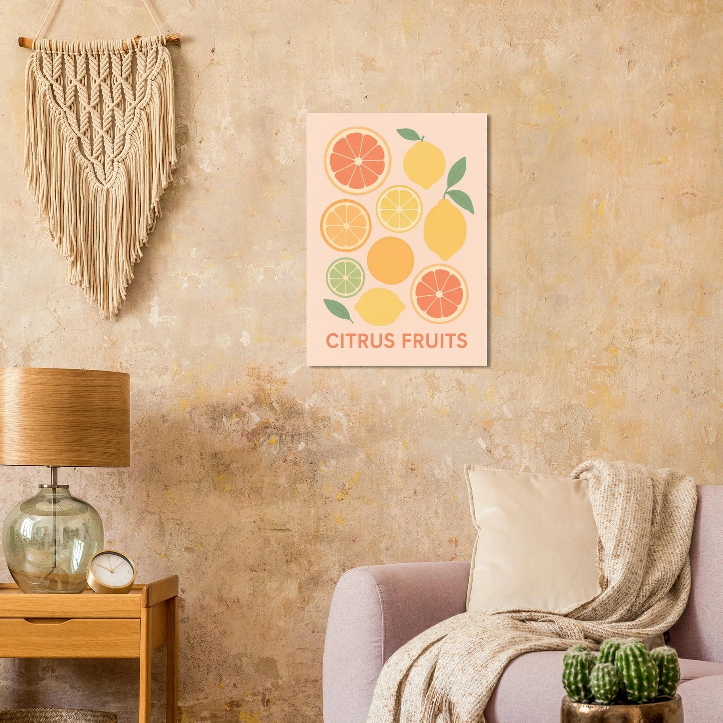 Fresh Citrus Fruits Minimalist Art Poster – Vibrant Kitchen & Dining Decor in Your Preferred Size