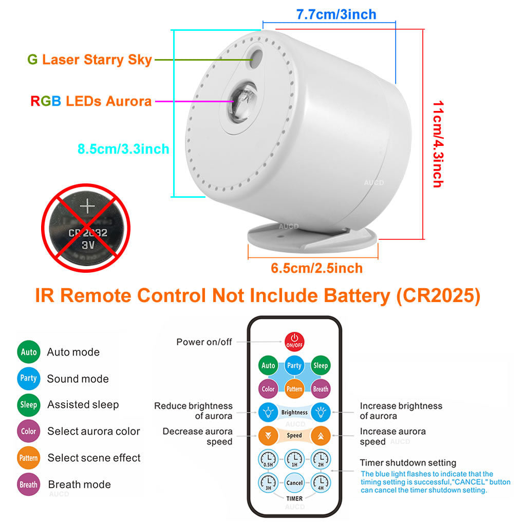 Projektor Galaxy Aurora Laserlys