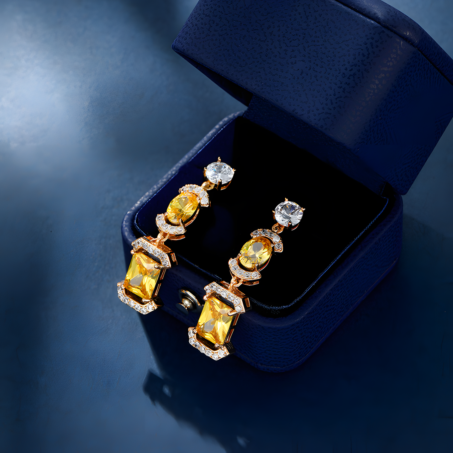 Gold-Tone Gemstone Necklace and Earring Set
