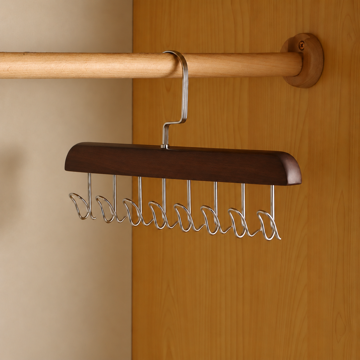 Rotating Wooden Multi-Hook Hanger