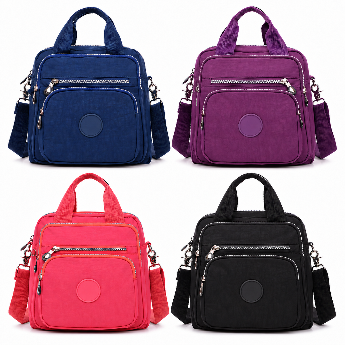 Multi-Pocket Nylon Convertible Backpack