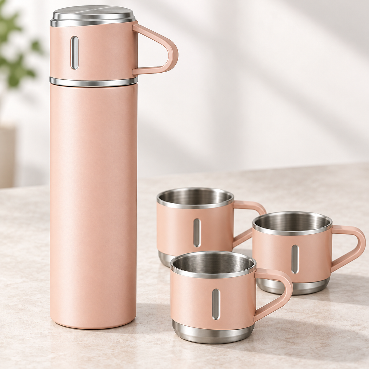 Insulated Flask and 3 Cup Gift Set