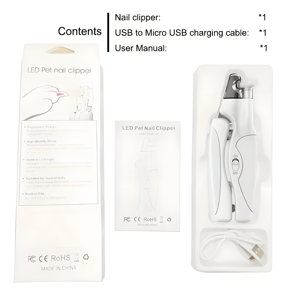 Rechargeable LED Pet Nail Clippers