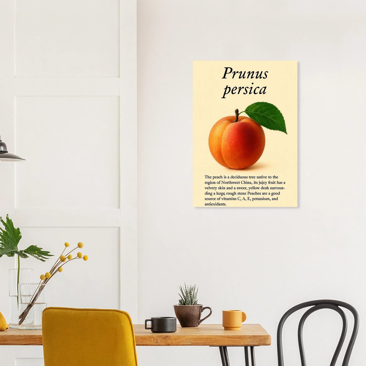 Frukter: Fresh Peach Botanical Art Print – Vibrant & Velvety 'Prunus persica' Poster in Your Choice of Sizes