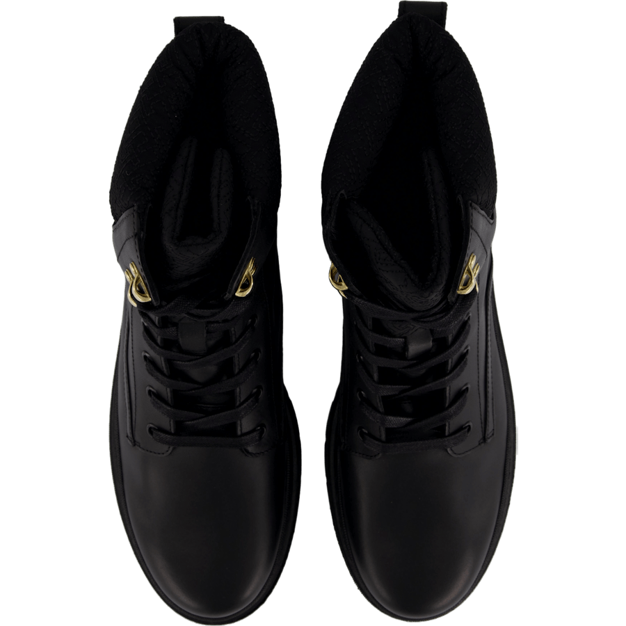 Cleated Lace-up Lthr Mix Mono Black