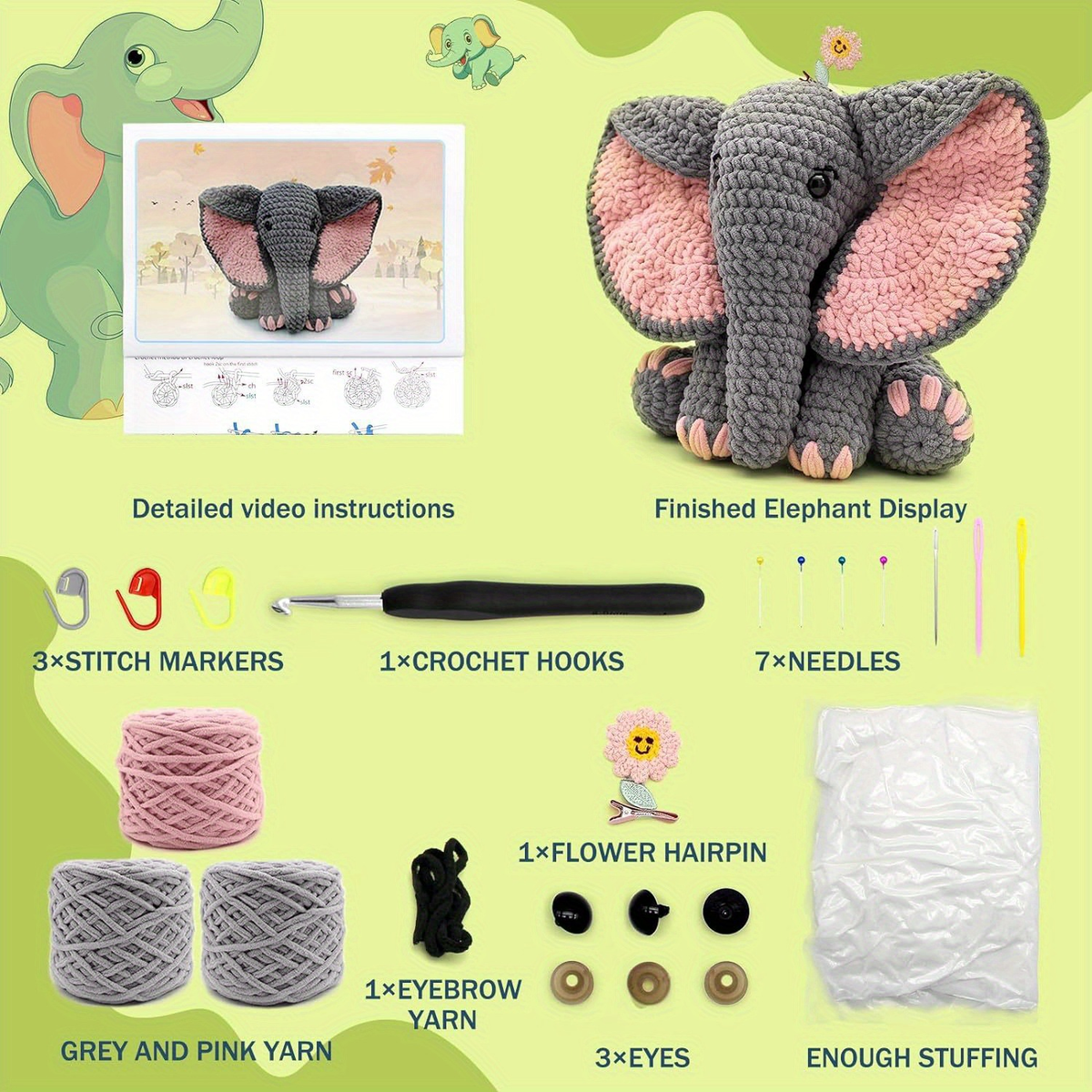 Beginner Elephant Crochet Kit