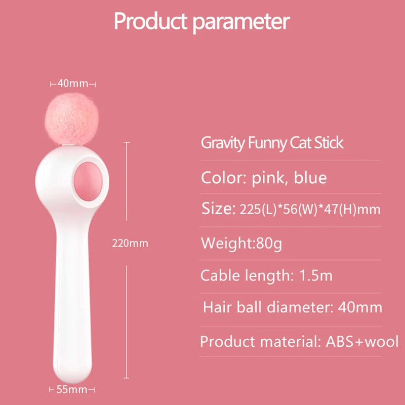 Kattleksak med infällbar pinne och fjäder