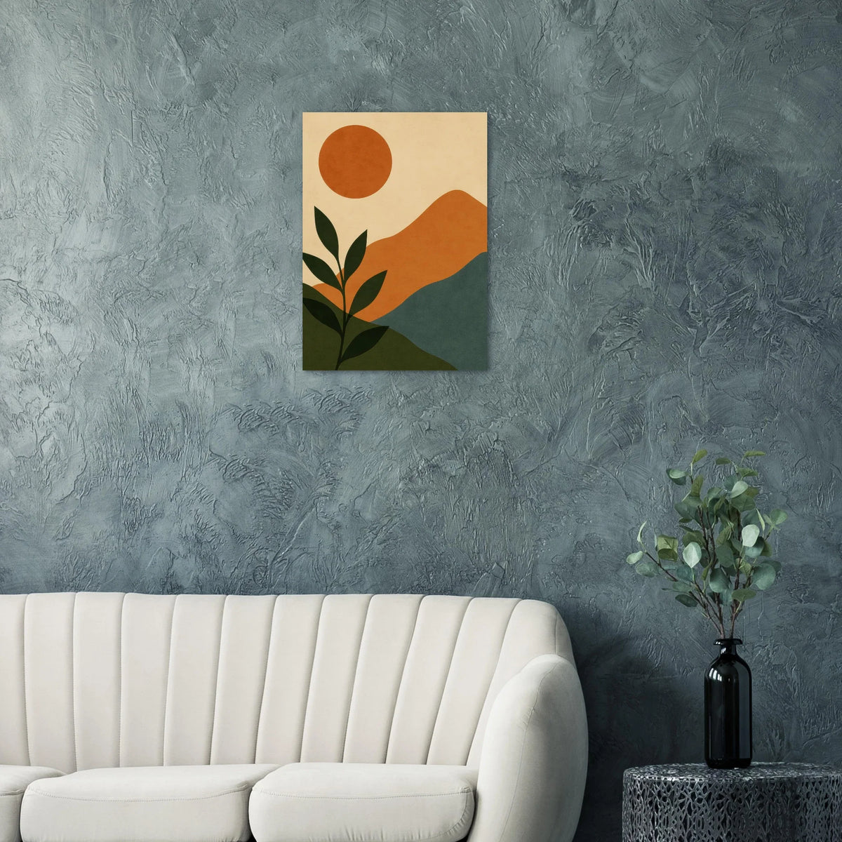 Minimalist Landscape Art Print – Earthy Tones & Botanical Poster for Boho Decor, available in 29 Sizes