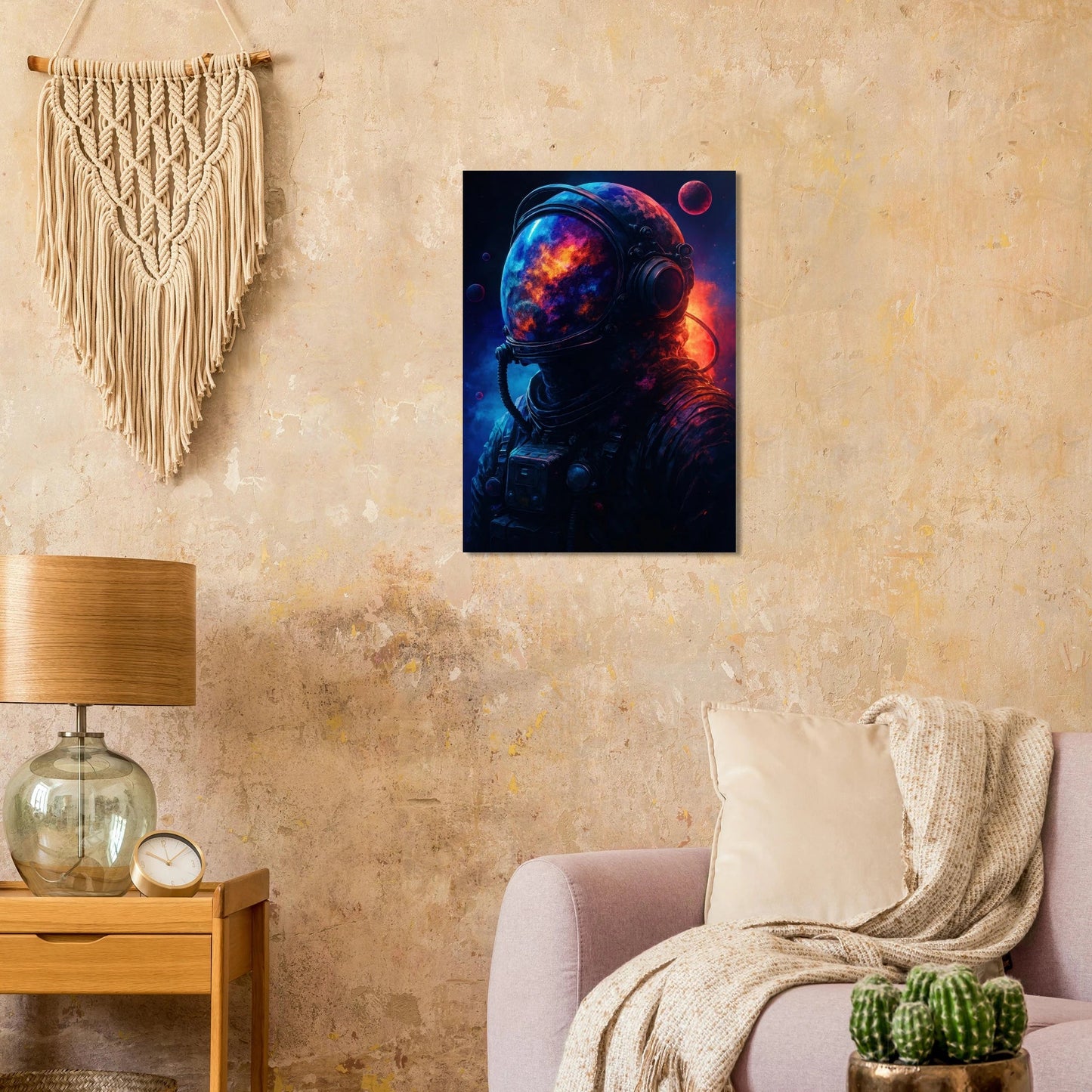 Astronaut Reflection Poster – Cosmic Art Print with Galaxy View