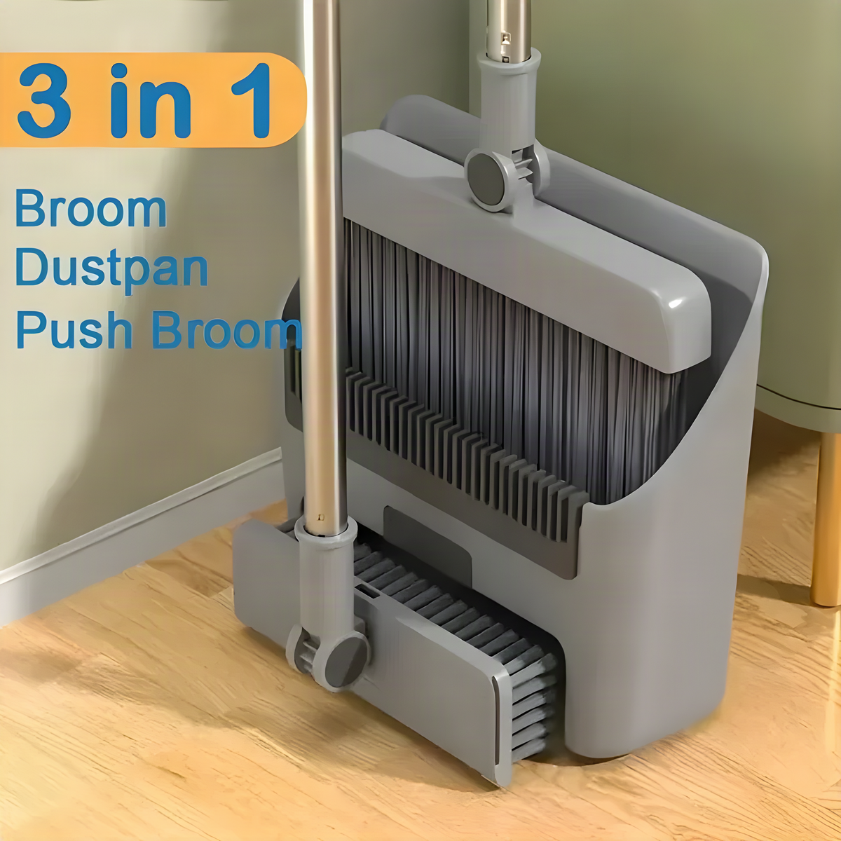 3-in-1 Broom and Dustpan Set