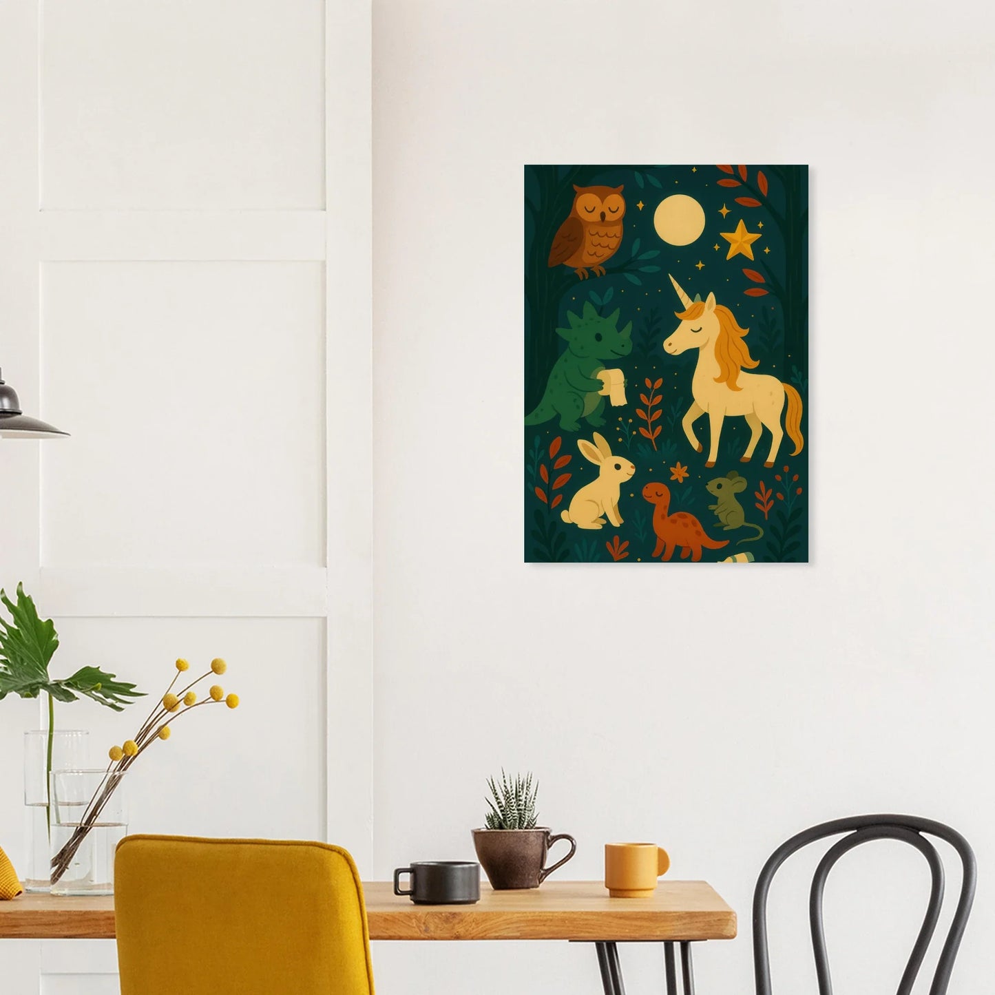 Magical Forest Friends Art Print – Whimsical Woodland Decor for Nursery & Kids' Rooms