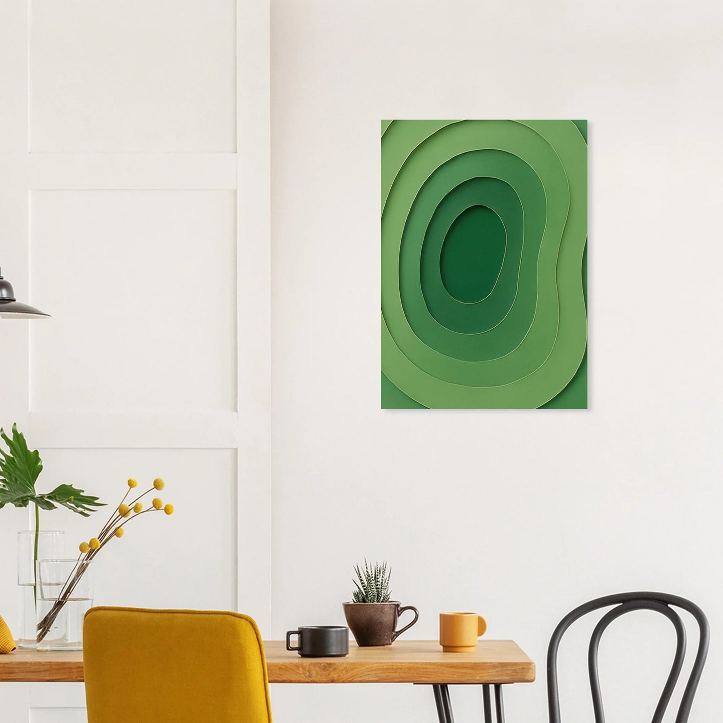Abstrakt Grön Våg Konsttryck | Minimalistisk Landskapsinspirerad Poster i Flera Storlekar