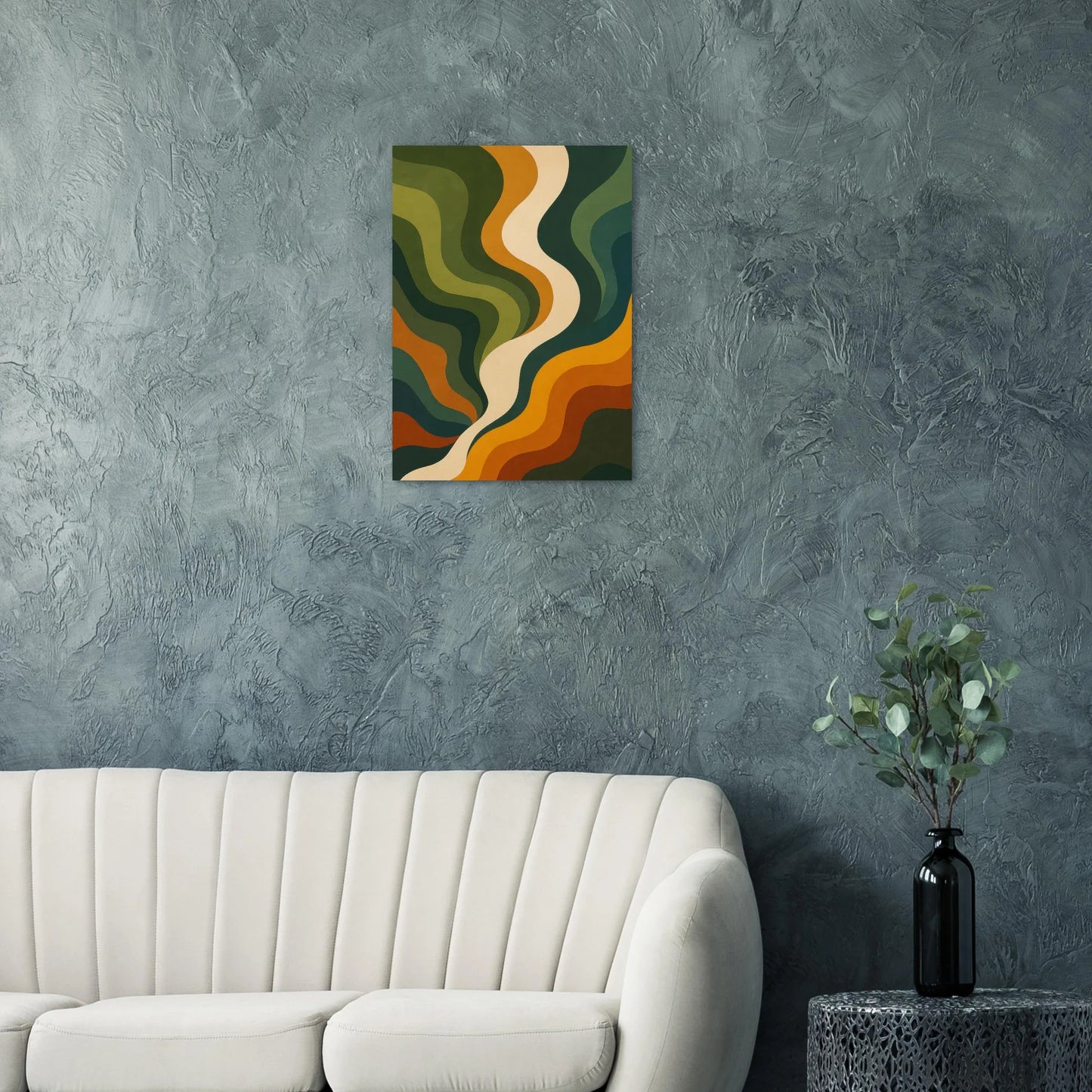 Retro Abstract Swirls Poster - Earth Tones Mid-Century Modern Art Print in 29 Sizes