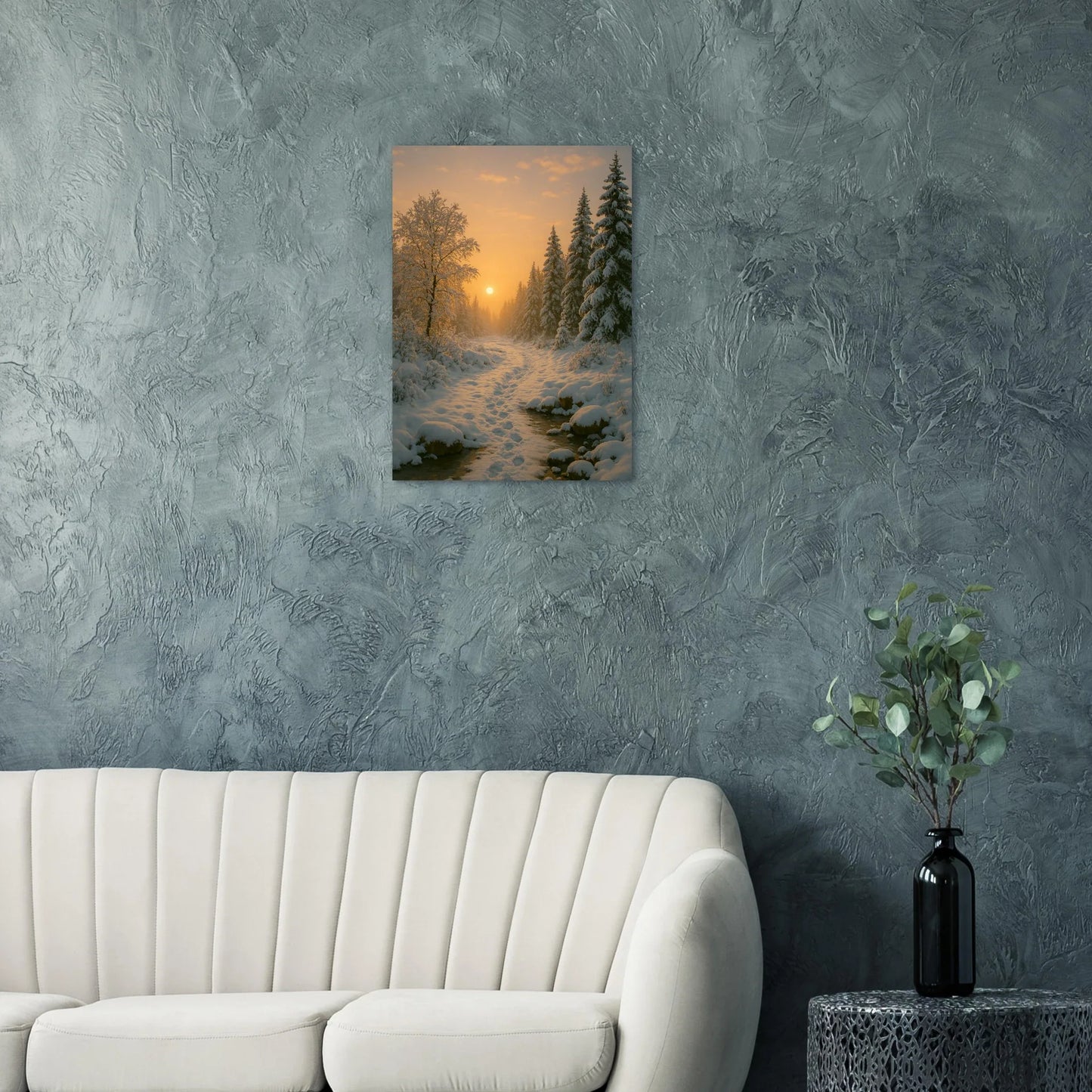 Winter Sunset Wonderland Poster - Golden Hour Forest Landscape Art Print in Various Sizes