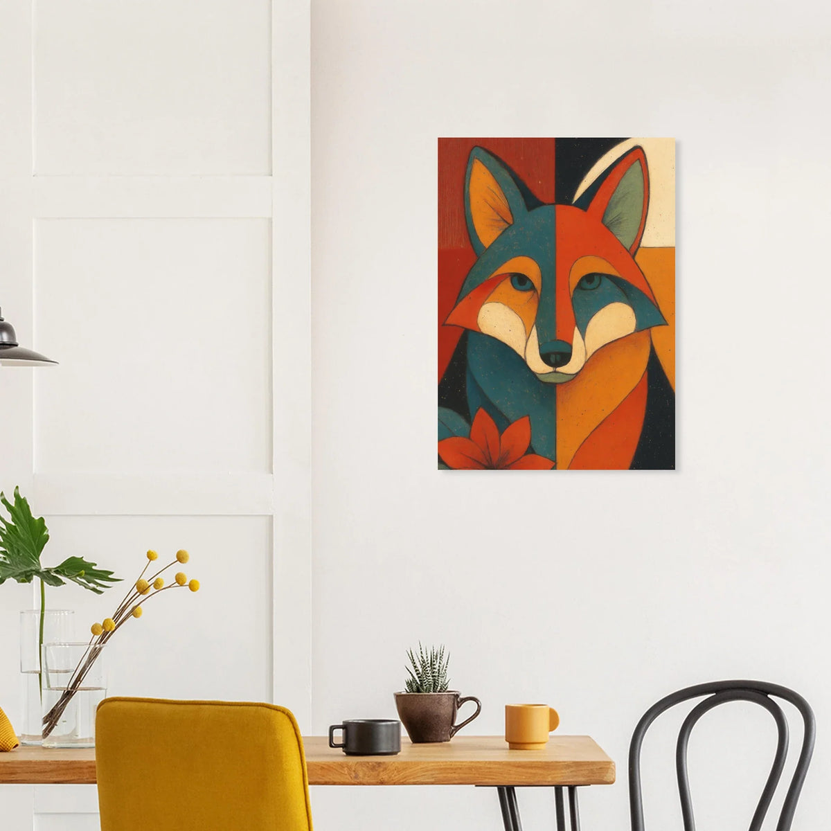 Djur: Vibrant Cubist Fox Art Print – Modern Nordic Elegance for Your Home