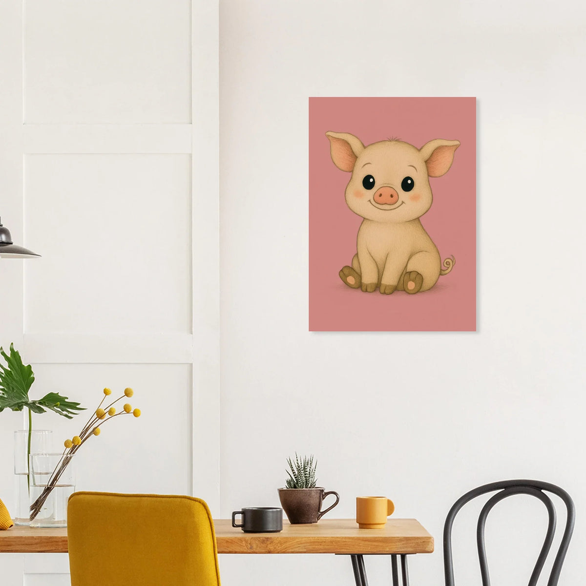 Charming Baby Piglet Art Print – Adorable Farmhouse Decor for Nursery & Kids' Rooms