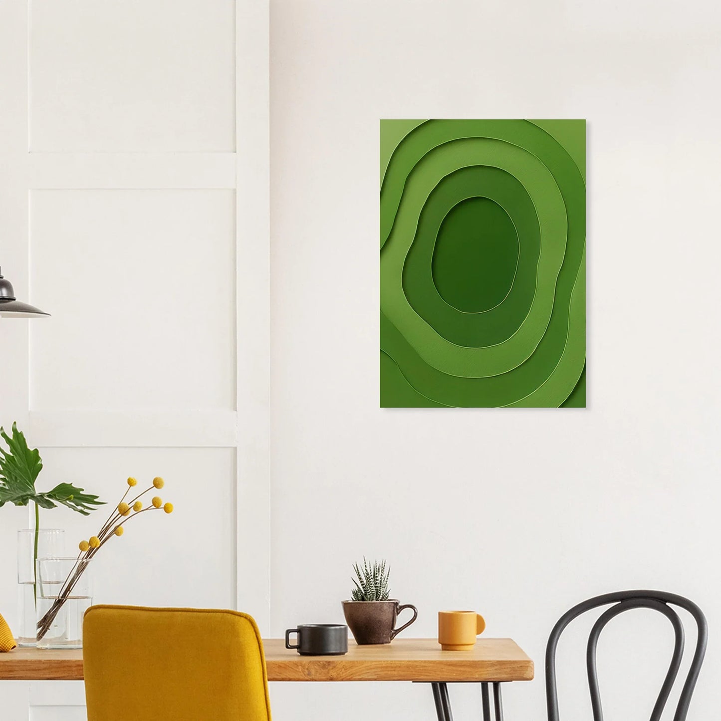 Abstrakt Grön Minimalistisk Kartografi Konsttryck – Väggkonst i Lager för Jordnära Elegans