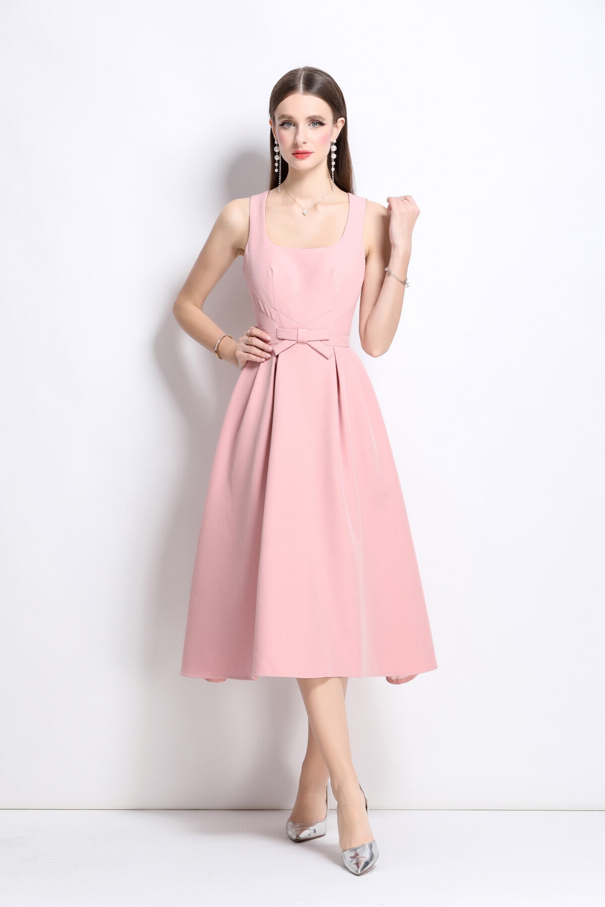 American Classic Slim Fit Waist Cinching Midi Dress-5
