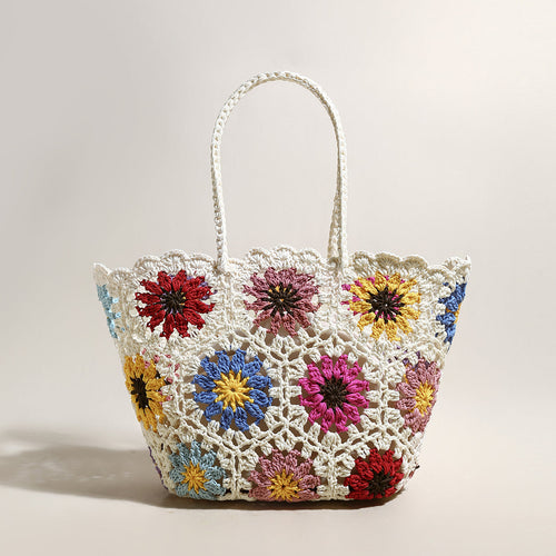 Beach Floral Crochet Tote Bag-0