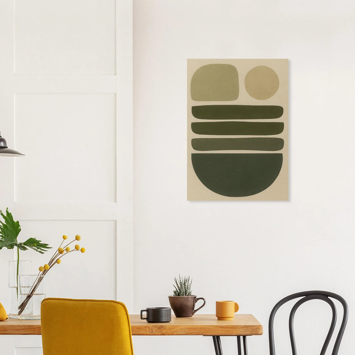 Abstrakt Minimalistisk Jordnära Konsttryck | Modern Väggkonst i Grågröna Toner