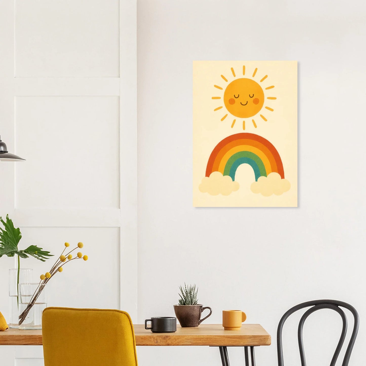 Happy Sun & Rainbow Art Print – Bring Joyful, Whimsical Vibes to Your Space in Multiple Sizes