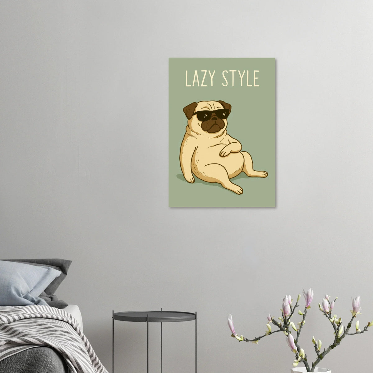 Lazy Style Pug Poster: Chill Dog Art Print for Cozy Vibes