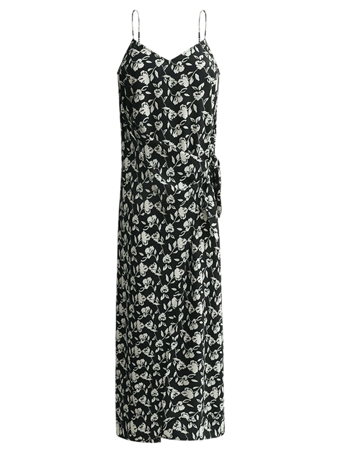 Dainty Floral Black Slip Dress-3