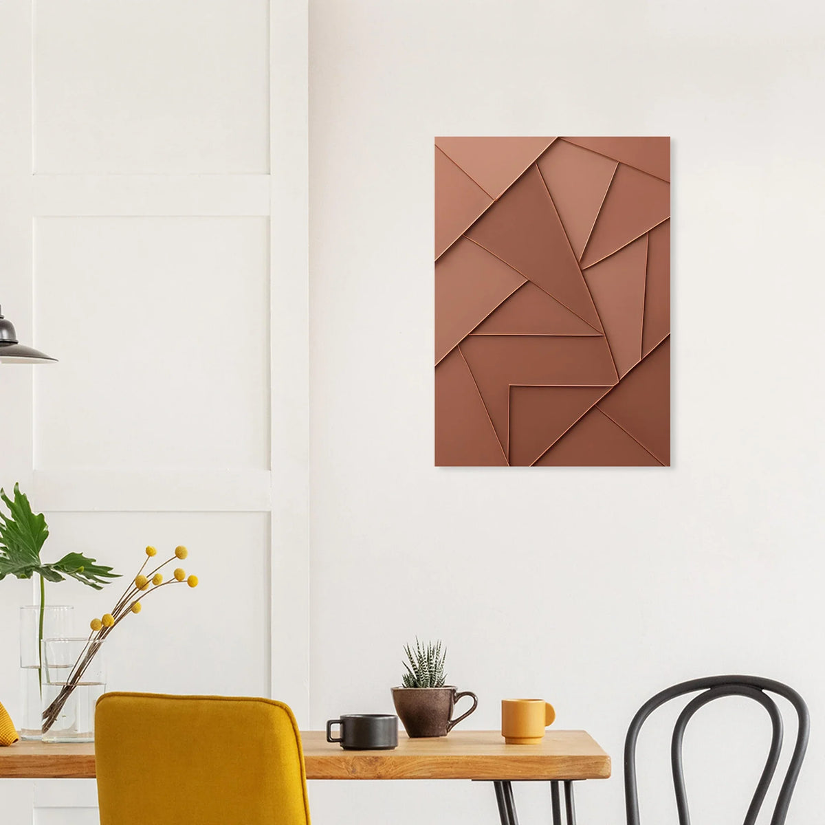 Minimalistisk Abstrakt Konsttryck – Koppartoner & Geometriska Former för Modern Inredning