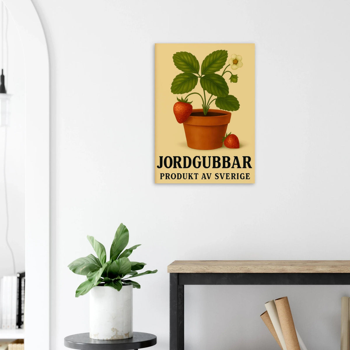 Retro Strawberry Delight: 'Jordgubbar' Swedish Produce Art Print Poster