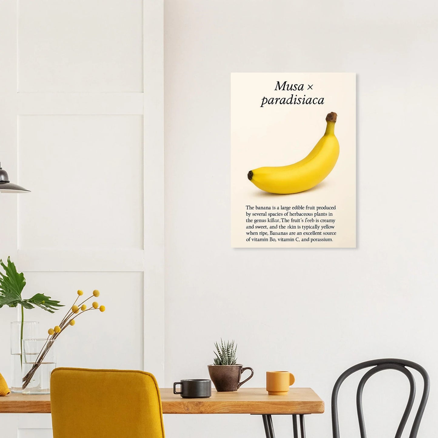 Frukter – Banan Botanisk Poster: Gul Frukt Konsttryck på Halvblankt Papper, i Flera Storlekar
