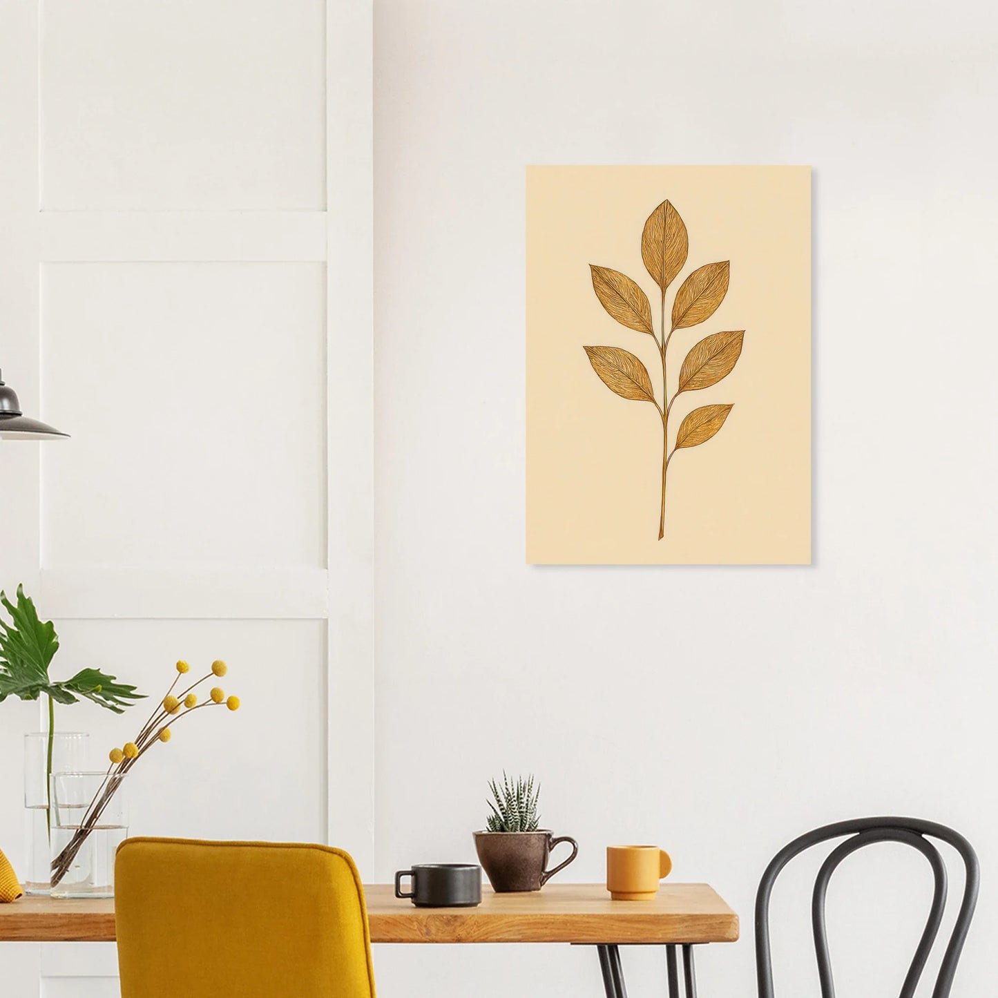 Frukter Golden Leaf Art Print - Minimalistisk Botanisk Väggkonst i Olika Storlekar