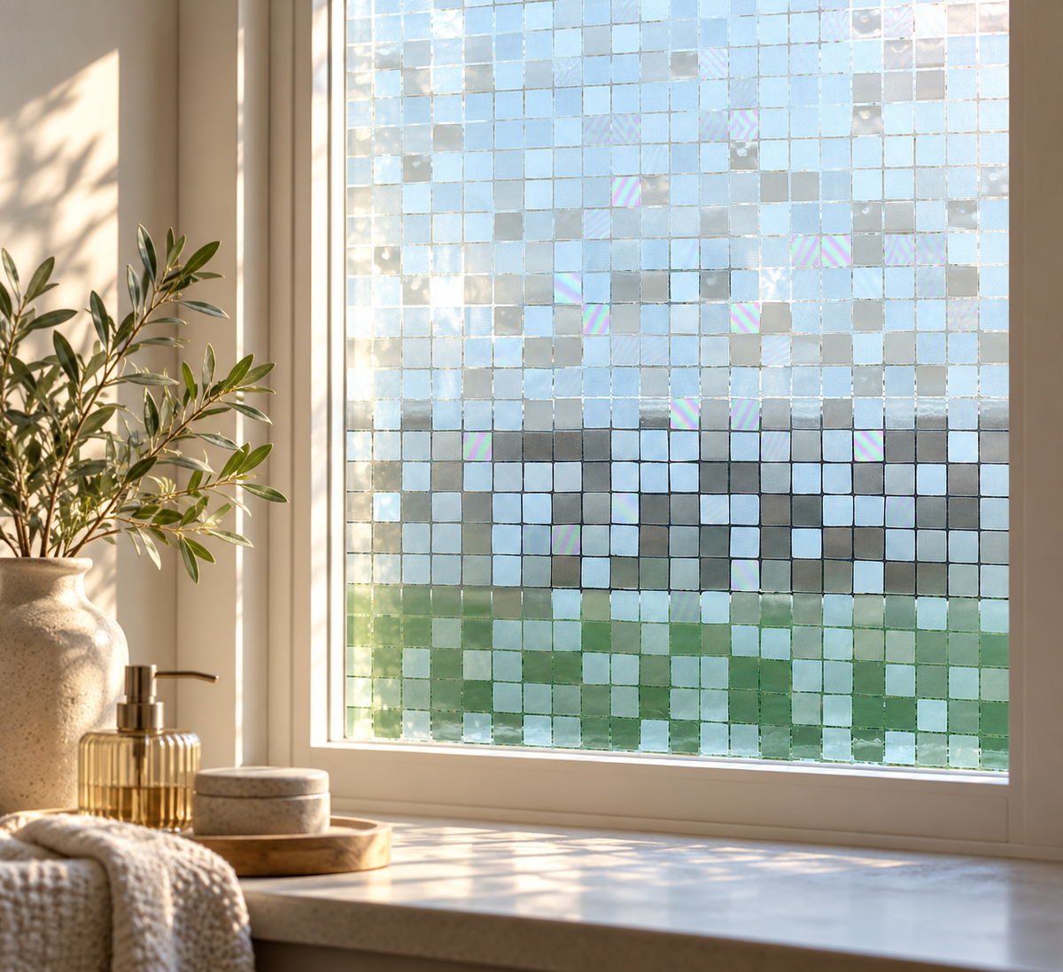 Fönsterfilm med 3D-mosaik