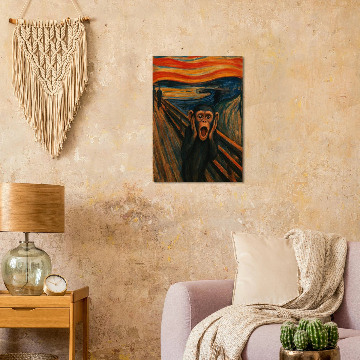 Munk-ey Scream Art Print - Expressive Chimp Masterpiece Poster