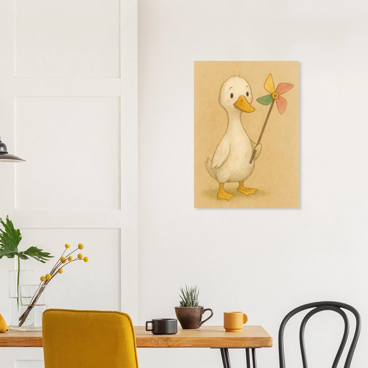 Barnyard Charm: Little Duck with Pinwheel – Vintagestil Poster