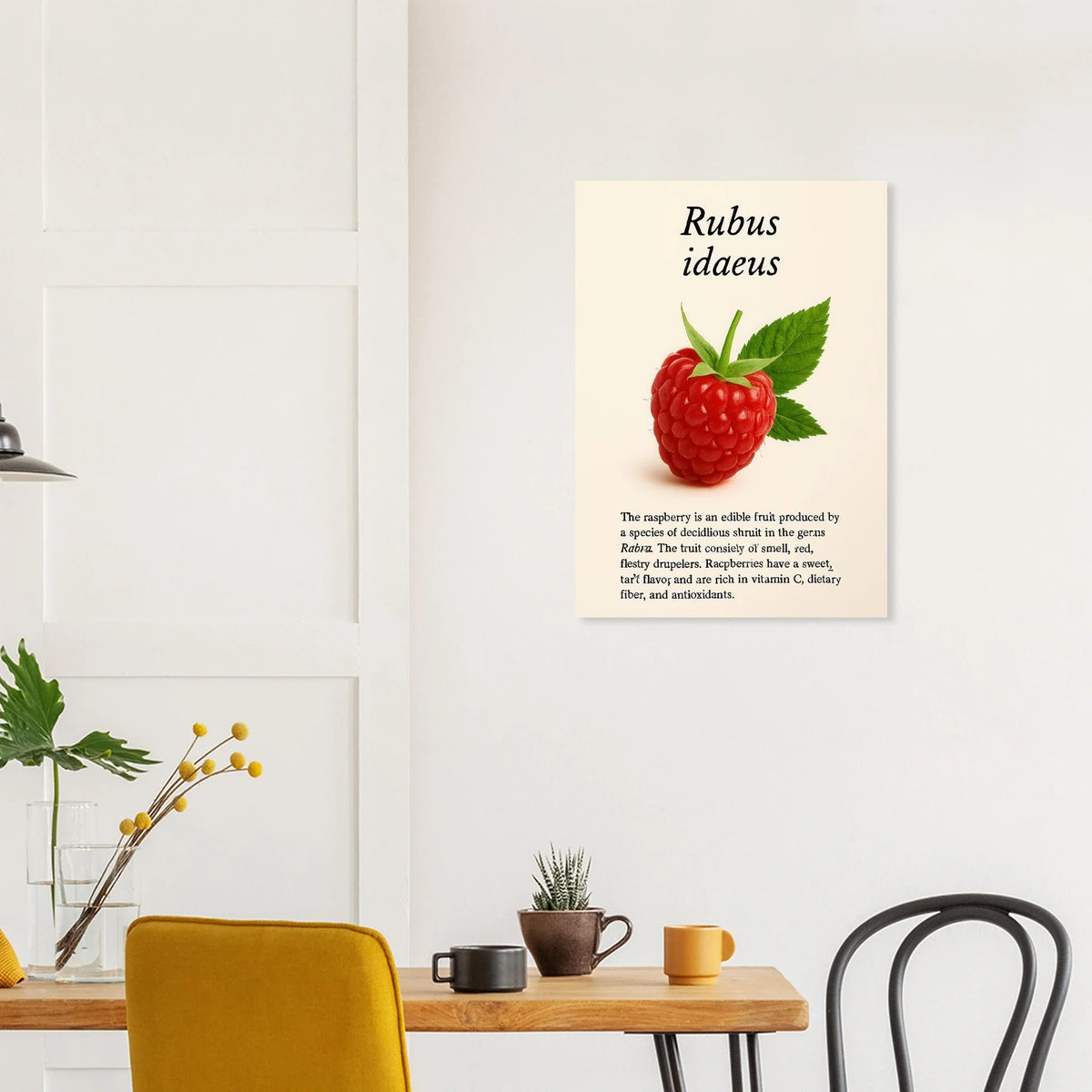 Frukter: Vibrant Rubus Idaeus Raspberry Botanical Art Print – Rich Red Hues for Your Home or Kitchen