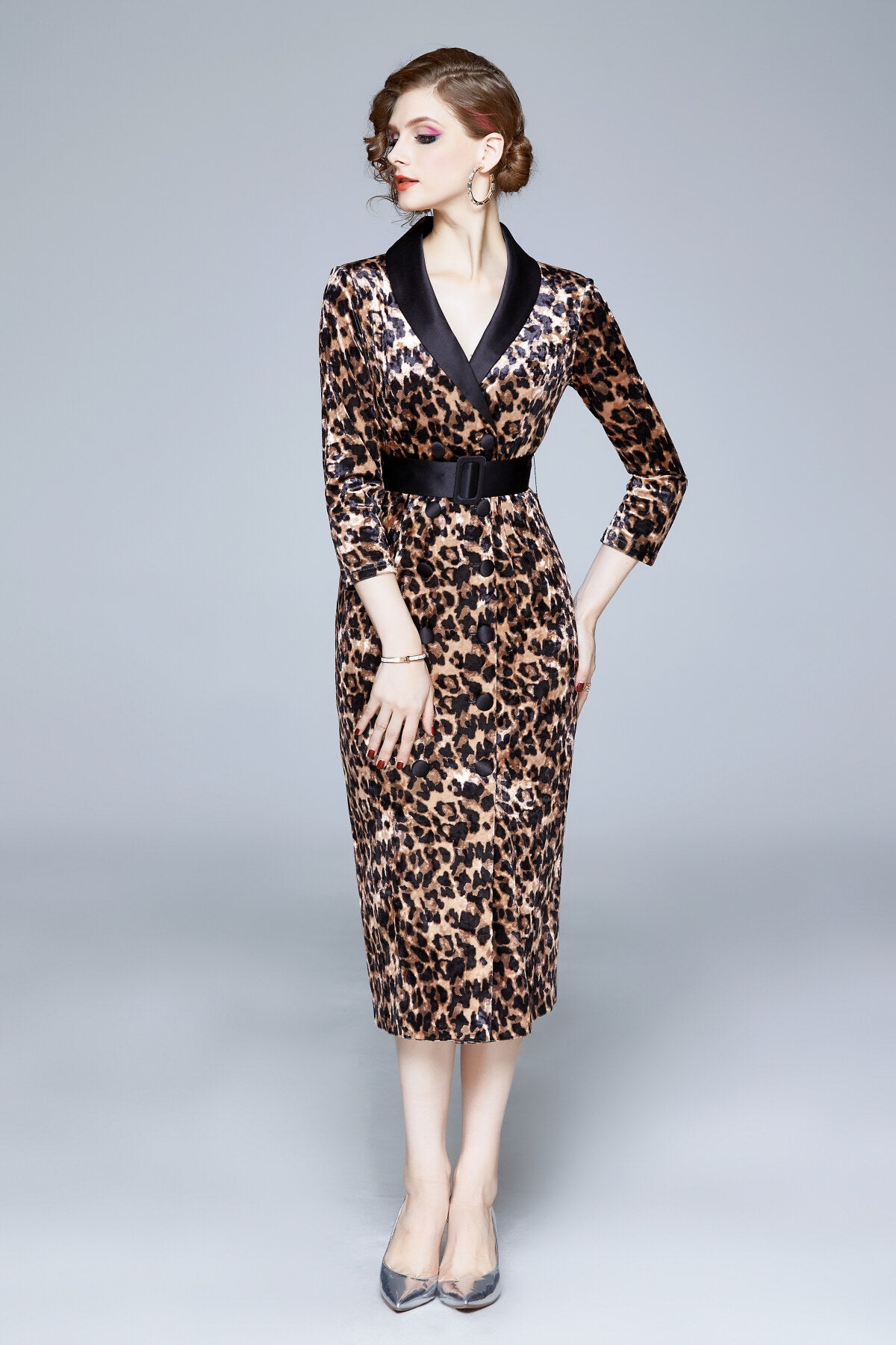 Seductive French Velvet Coat Dress-4