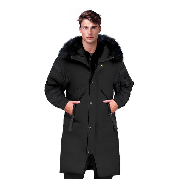 Black XL Winter Fur Hooded Thick Overcoat Jacket Stylish Lightweight Quilted Warm Puffer Coat
