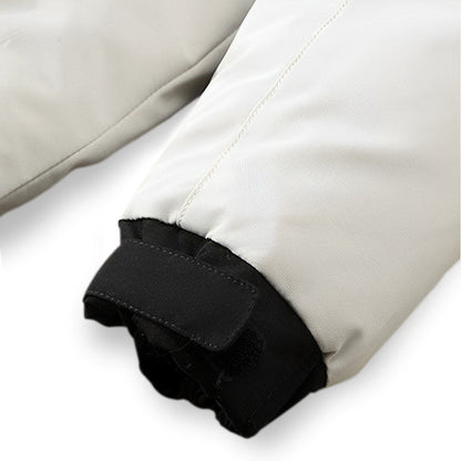 White Large Winter Fur Hooded Down Jacket Stylish Lightweight Quilted Warm Puffer Coat