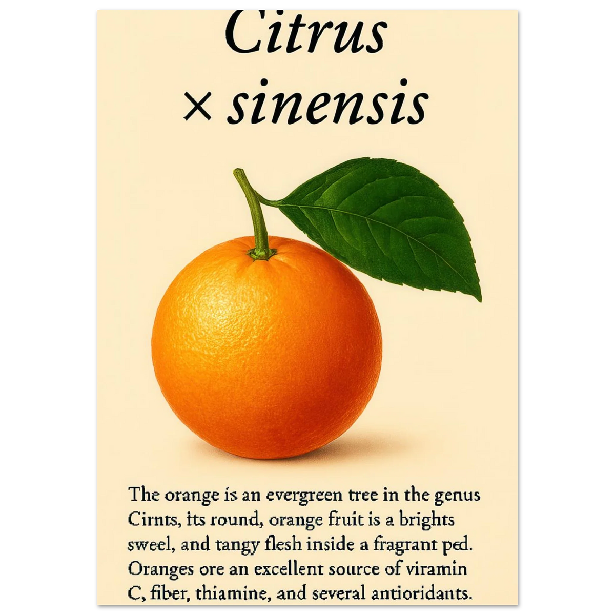 Frukter Citrus Sinensis Botanisk Poster - Vibrant Orange Art Print för ditt hem