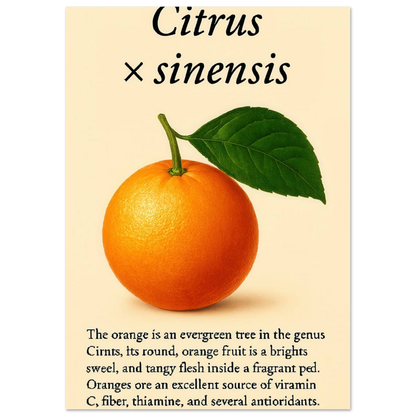 Frukter Citrus Sinensis Botanisk Poster - Vibrant Orange Art Print för ditt hem